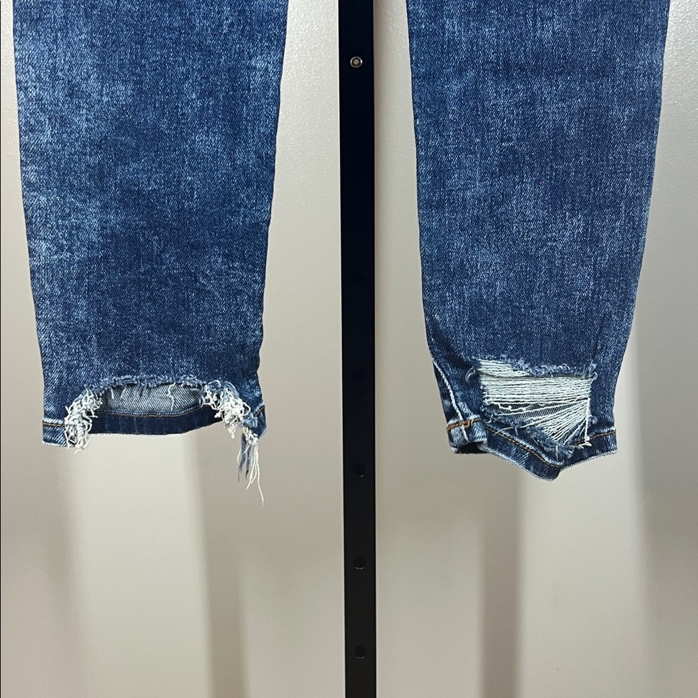 Skinny High-Rise Button-Fly Jeans - Dark Blue - Picture 3 of 8